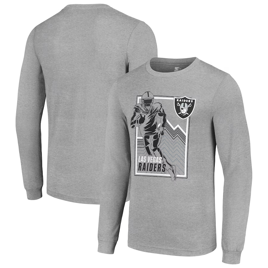 Men Oakland Raiders grey 2024 NFL Long sleeve T Shirts->nfl t-shirts->Sports Accessory